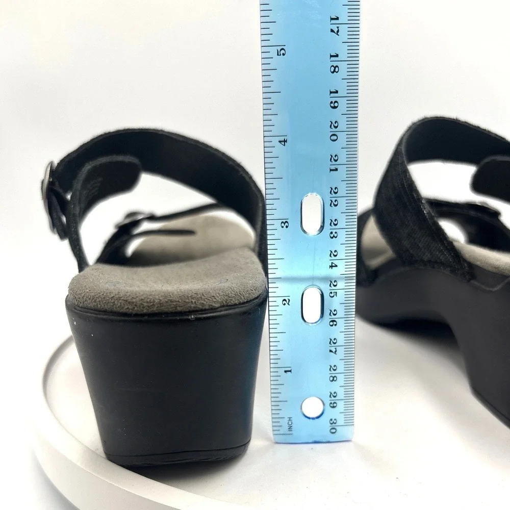 Dansko Black Metallic Striped Leather Wedge Slide Sandals 9841020200 Womens 40